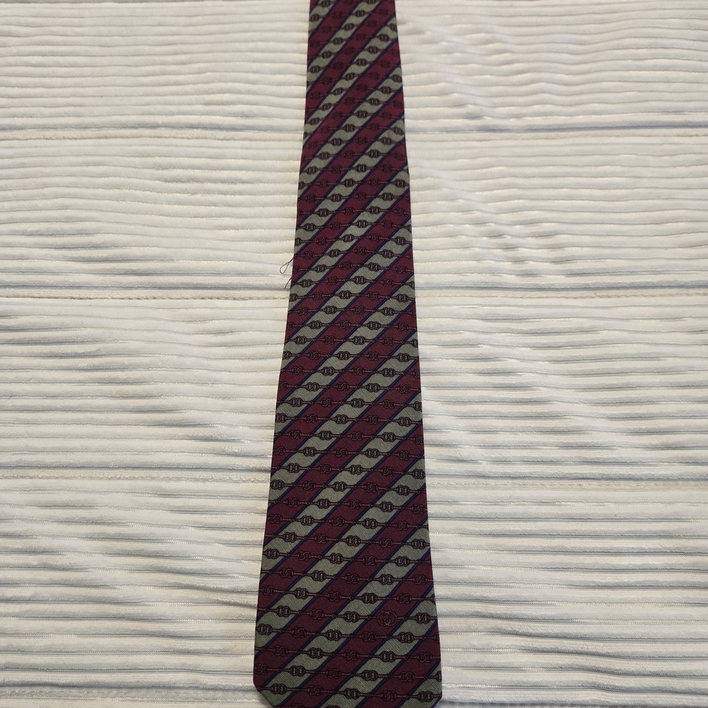 Gucci Burgundy and Gray Diagonal Striped Tie
